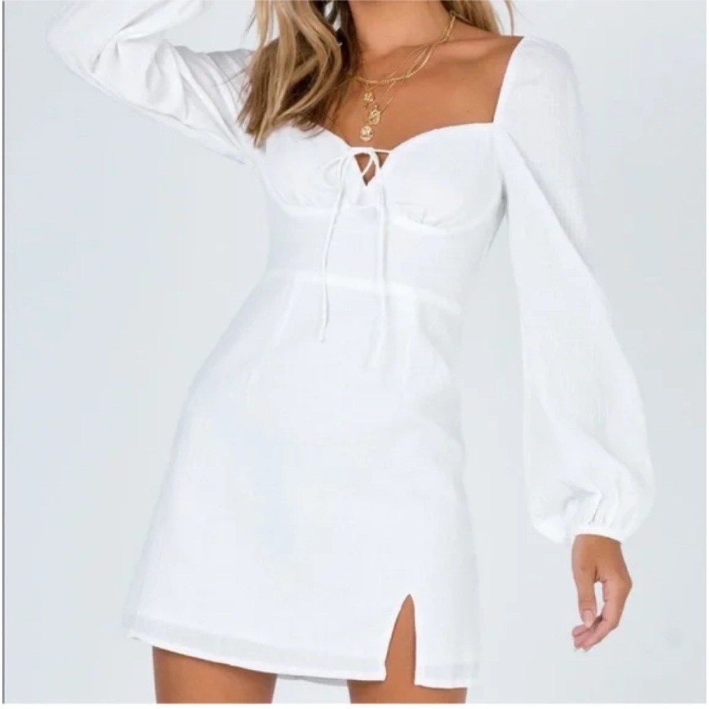 Princess Polly White Sweetheart Tie-Front Mini Dress Size 4